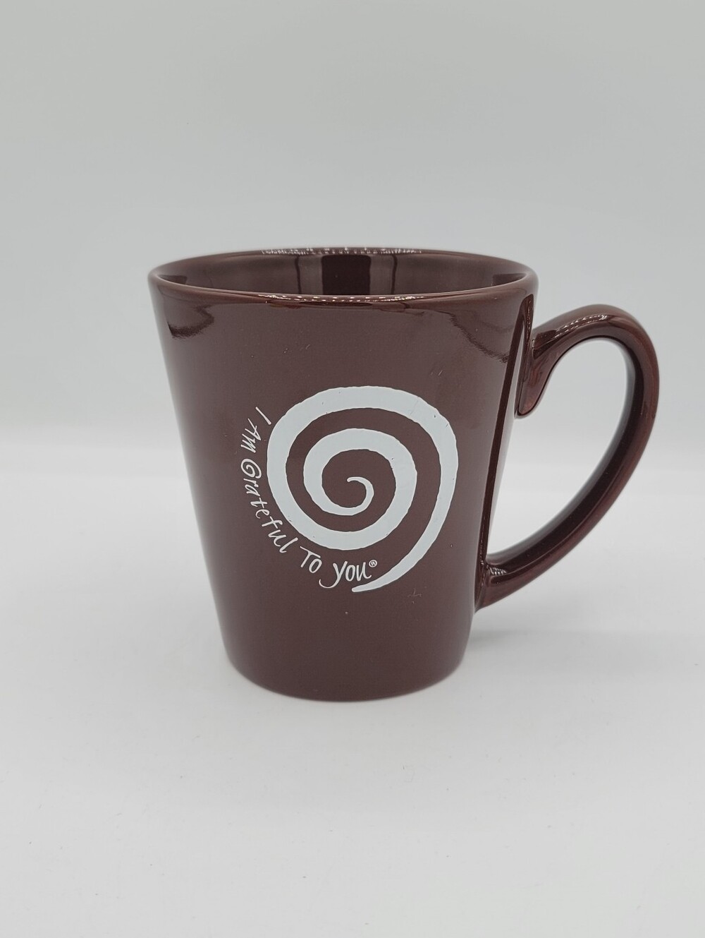 Brown Inspirational Coffee Mug Gratitude I Am Grateful To You Spiral Ceramic Cup